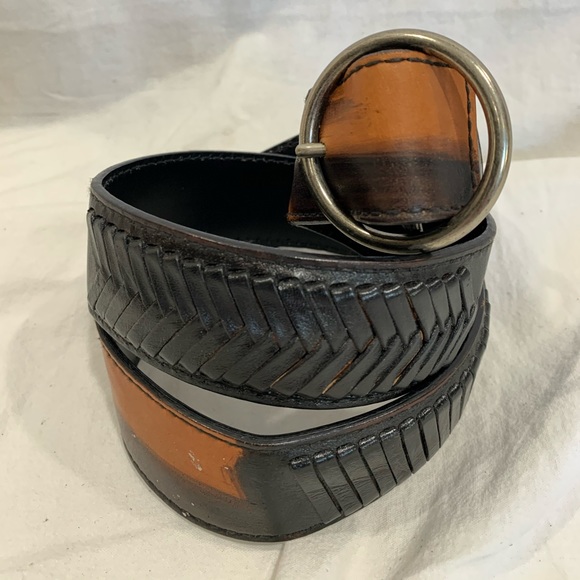YSL Yves Saint Laurent brown woven leather belt 34 main image 6